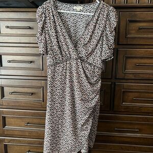 Max Studio Black and White Floral Midi Dress